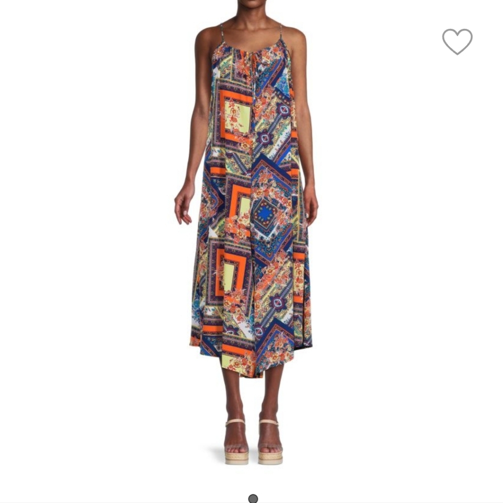 NWOT Renee C Patchwork Scarf Print Jumpsuit Overalls 1X